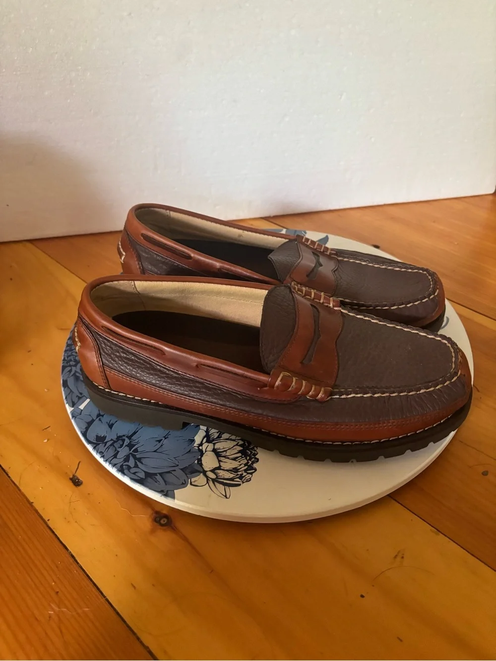 L.L.Bean Allagash Handsewn Bison Leather Penny Loafers Men’s 9 D